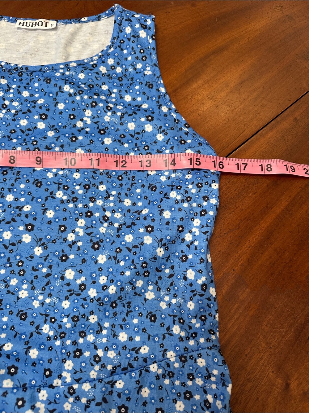 Sleeveless Blue Floral Midi Dress with Ruffle Hem - Picture 9 of 12